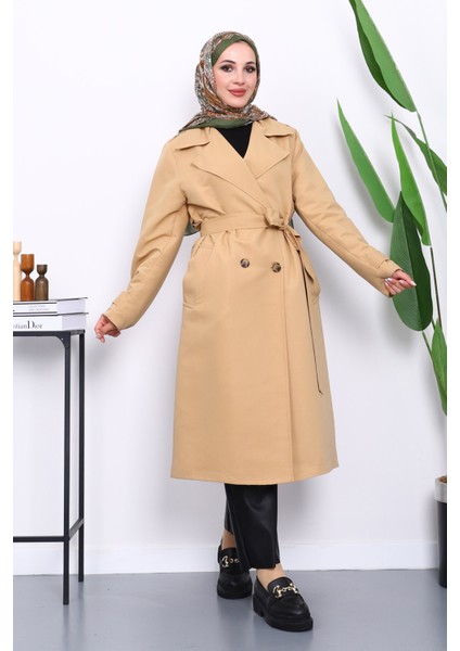 Bisküvi Kruvaze Yaka Astarlı Trençkot fiyatları