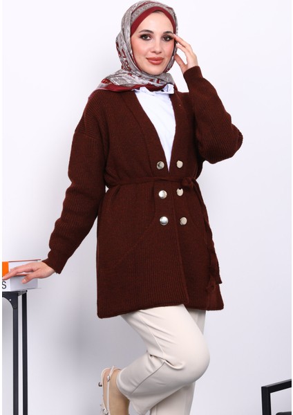 Bordo Cep Detaylı Yumoş Triko Hırka