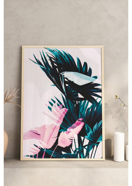 🌿 Tropikal Bitkiler Temalı 3’lü Çerçeveli Tablo Setii 🌿 CRV1145 23 x 32 modelleri