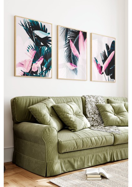 🌿 Tropikal Bitkiler Temalı 3’lü Çerçeveli Tablo Setii 🌿 CRV1145 23 x 32 indirimleri