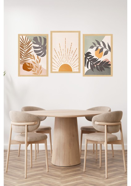 🍊 Çerçeve Görünümlü 3'lü Tablo Seti – Turuncu Güneş, Tropikal Yapraklar ve Soyut Bitki🌟 CRVS1138 13 x 17 fiyatları