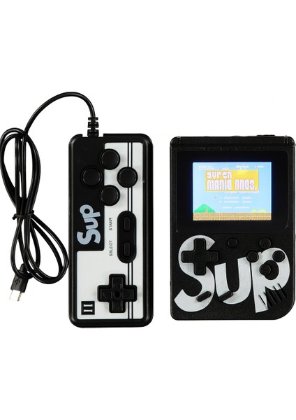 Retro El Konsolu – 400 Oyun, Tv Bağlantılı, 2 Kişilik, 3inç” Ekranlı Taşınabilir Mini Oyun Konsolu Siyah