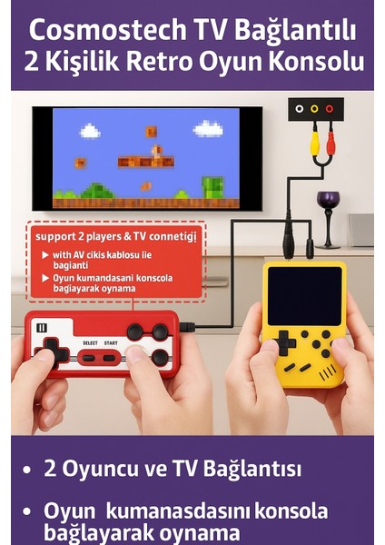 Retro El Konsolu – 400 Oyun, Tv Bağlantılı, 2 Kişilik, 3inç” Ekranlı Taşınabilir Mini Oyun Konsolu Siyah fırsatları