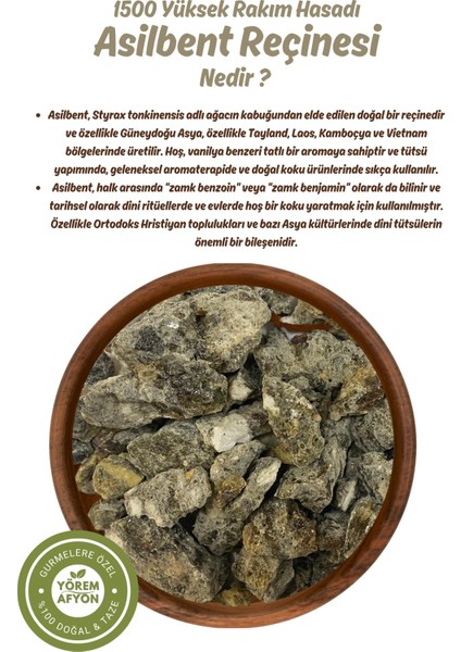 Yörem Afyon Yüksek Rakım (1500 M) Hasadı Doğal Asilbent Reçinesi, Cavi Buhuru (Styrax Benzoin) | 55GR. fiyatları