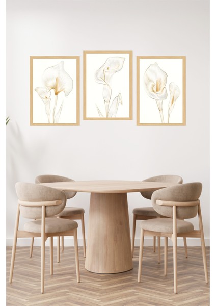 🌿 Zarif Beyaz Zambaklar Temalı 3’lü Tablo Seti – Modern Çerçeve Görünümlü Duvar Dekoru🌟 CRVS1139 13 x 17 fiyatları