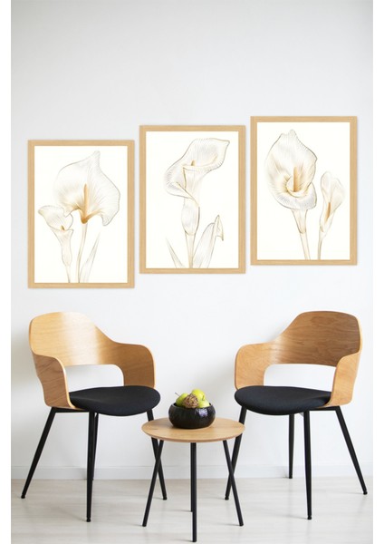 🌿 Zarif Beyaz Zambaklar Temalı 3’lü Tablo Seti – Modern Çerçeve Görünümlü Duvar Dekoru🌟 CRVS1139 13 x 17 modelleri