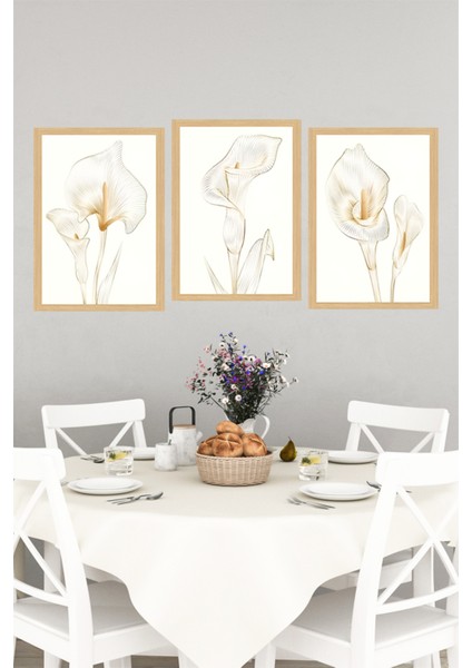 🌿 Zarif Beyaz Zambaklar Temalı 3’lü Tablo Seti – Modern Çerçeve Görünümlü Duvar Dekoru🌟 CRVS1139 13 x 17 indirimleri