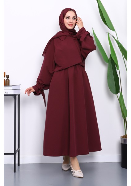 Mürdüm Bel Lastikli Kemerli Trenç Elbise fiyatları