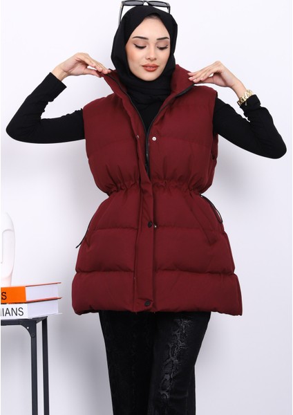 Bordo Bel Lastikli Cepli Şişme Yelek modelleri