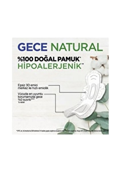 Natural Gece Pedleri %100 Doğal Pamuklu 16 Adet Hipoalerjenik Süper Ekonomik modelleri