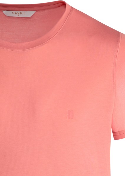 Pembe Regular Fit Bisiklet Yaka Tişört fiyatları