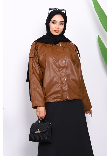 Taba Omuz Apoletli Deri Ceket modelleri