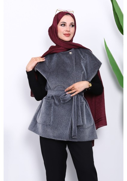 Füme Cepli Kemerli Kaşe Yelek modelleri