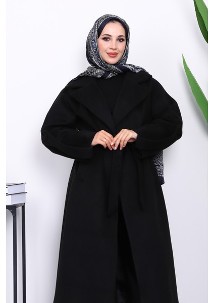 Siyah Kolu Apoletli Astarlı Kaşe Kaban modelleri