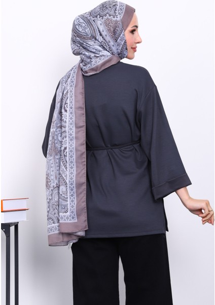 Antrasit Yanları Yırtmaçlı Bel İpli Tunik fırsatları