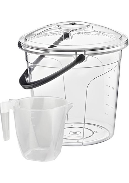 2’li Temizlik Kova Seti, Kapaklı Kulplu Plastik Su Kovası 10 Litre + Maşrapa 1,5 Litre Seti Şeffaf fırsatları