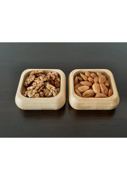 2 Adet Bambu Çerez Kasesi Bambu Kuruyemiş Tabağı- Kare fiyatları