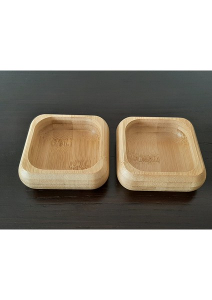 2 Adet Bambu Çerez Kasesi Bambu Kuruyemiş Tabağı- Kare modelleri