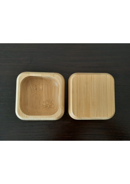 2 Adet Bambu Çerez Kasesi Bambu Kuruyemiş Tabağı- Kare