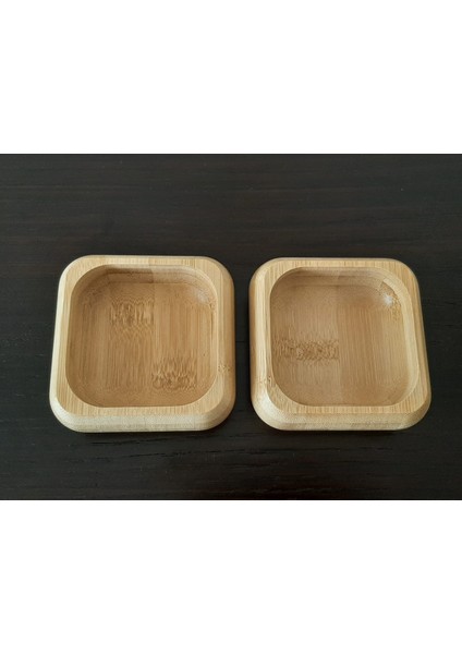 2 Adet Bambu Çerez Kasesi Bambu Kuruyemiş Tabağı- Kare