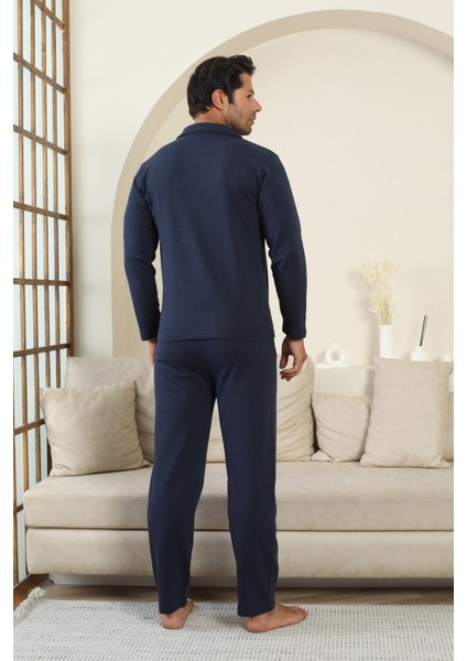 Flk 7000 Boydan Düğmeli Kışlık Iki Iplik Kalın Kumaş Erkek Ev Pijama Takımı indirimleri