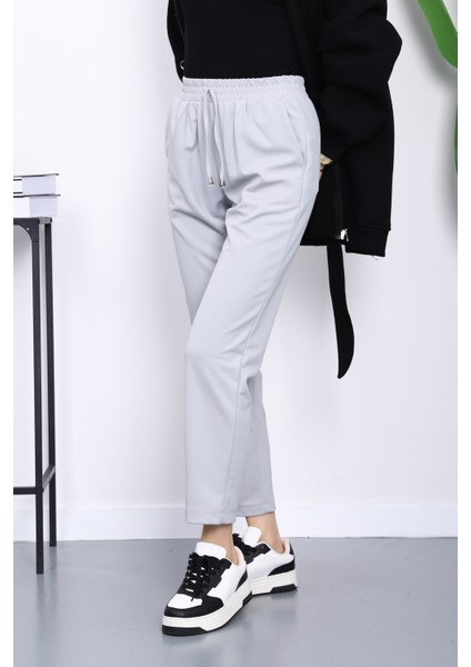 Açık Gri Beli Lastikli Cepli Double Pantolon fiyatları