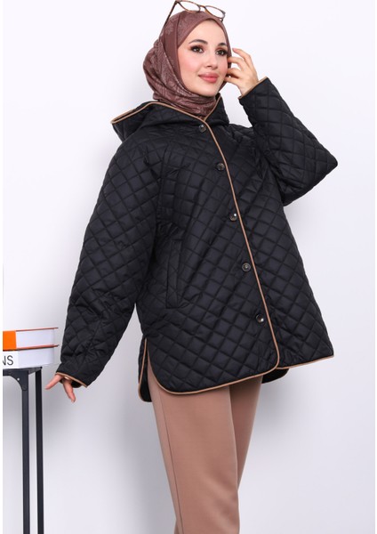 Siyah Kapüşonlu Kapitone Kaban modelleri