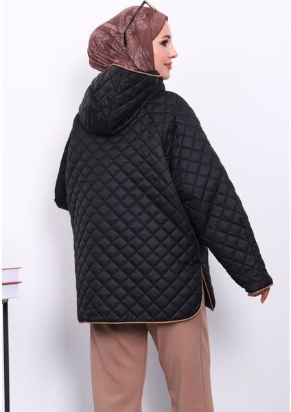 Siyah Kapüşonlu Kapitone Kaban fırsatları