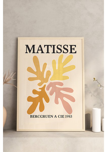 🎨 Matisse Tarzı Renkli Soyut Bitki Desenli 3’lü Ahşap Çerçeveli Tablo Seti 🌿 CRV1164 32 x 42 modelleri