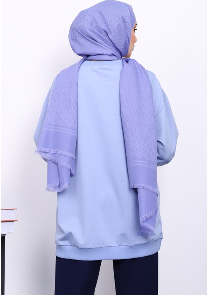 Lila Bisiklet Yaka Taşlı Modal Sweatshirt fırsatları