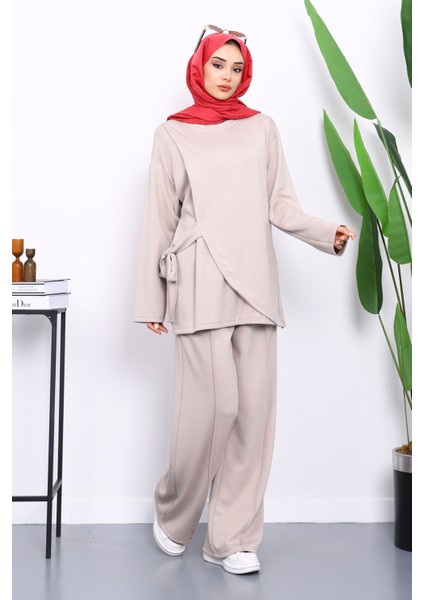 Taş Yandan Kuşak Bağlamalı Pantolonlu Takım fiyatları