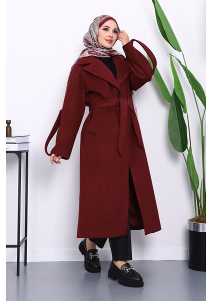 Bordo Kolu Apoletli Astarlı Kaşe Kaban fiyatları