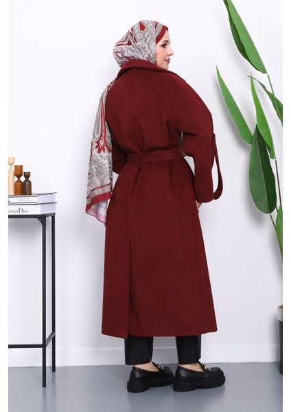 Bordo Kolu Apoletli Astarlı Kaşe Kaban fırsatları