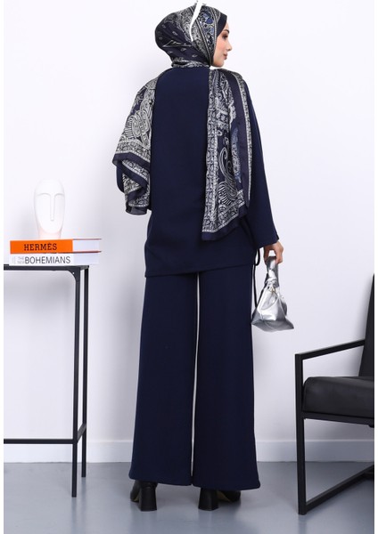 Lacivert Büzgü Detaylı Fitilli Tunik Pantolonlu Takım fırsatları