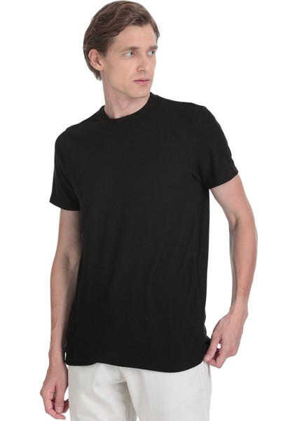 Siyah Regular Fit Bisiklet Yaka Tişört modelleri