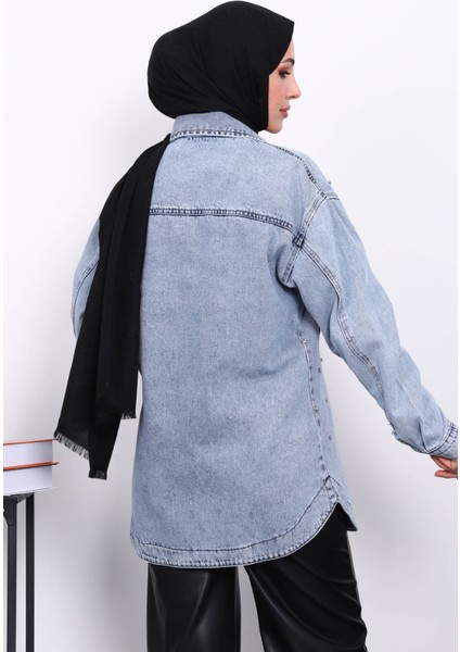 Mavi Taş İşlemeli Kot Ceket fırsatları