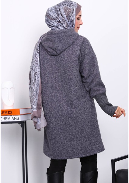 Füme Fermuarlı Yün Kaşe Kaban fırsatları