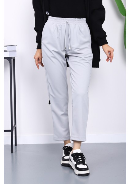 Açık Gri Beli Lastikli Cepli Double Pantolon fırsatları