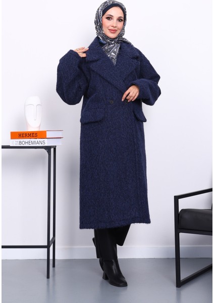 Lacivert Kruvaze Yaka Astarlı Kaşe Kaban fiyatları