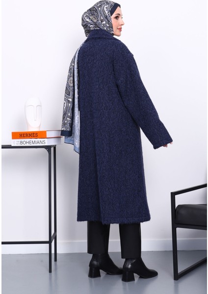 Lacivert Kruvaze Yaka Astarlı Kaşe Kaban fırsatları