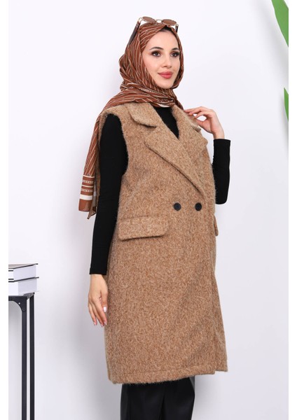 Vizon Kruvaze Yaka Astarlı Kaşe Yelek modelleri