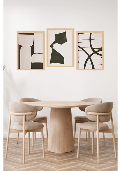 🖼️ Siyah-Beyaz Modern Soyut Desenli 3'lü Çerçeve Görünümlü Tablo Seti🌟 CRVS1151 13 x 17 fiyatları