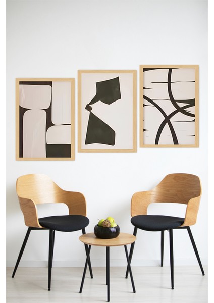 🖼️ Siyah-Beyaz Modern Soyut Desenli 3'lü Çerçeve Görünümlü Tablo Seti🌟 CRVS1151 13 x 17 modelleri