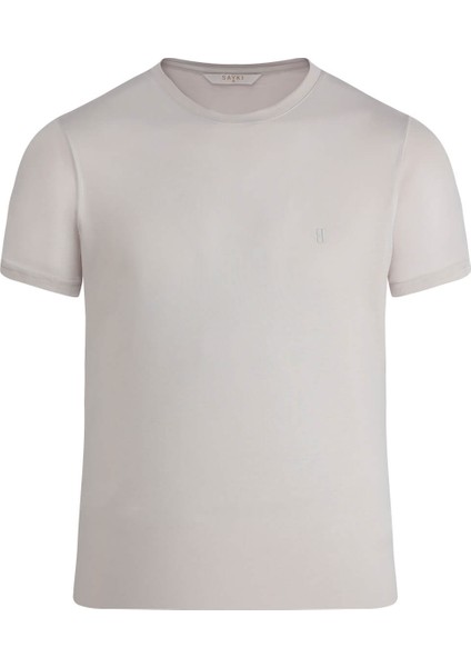 Ekru Regular Fit Bisiklet Yaka Tişört