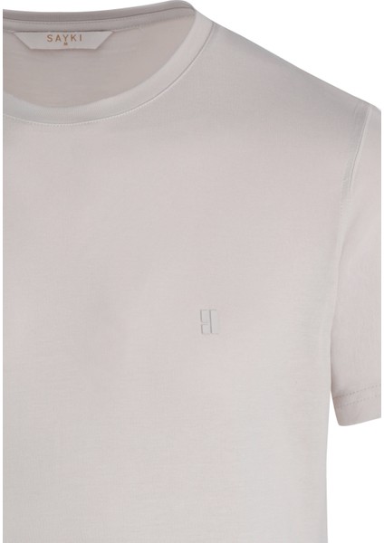 Ekru Regular Fit Bisiklet Yaka Tişört fiyatları