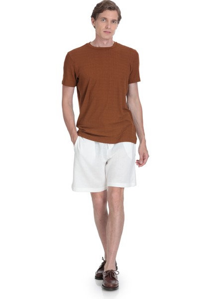 Kahverengi Regular Fit Bisiklet Yaka Tişört fiyatları