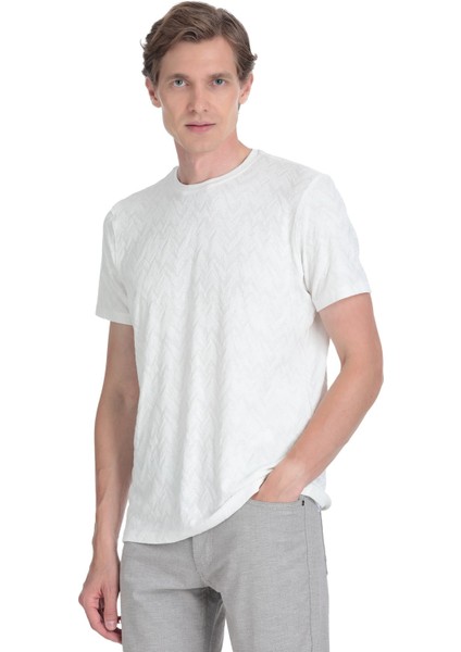 Beyaz Regular Fit Bisiklet Yaka Tişört modelleri