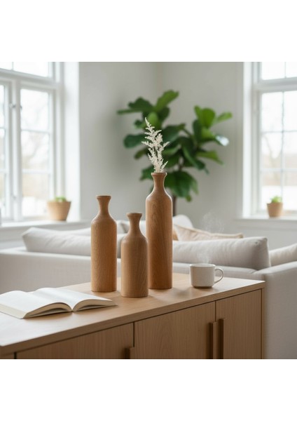 3'lü Ahşap Vazo Seti fiyatları
