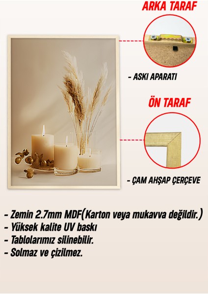 🌾 Sıcak Bej Tonlarında Şık 3'lü Çerçeveli Tablo Seti🌿 CRV1168 23 x 32