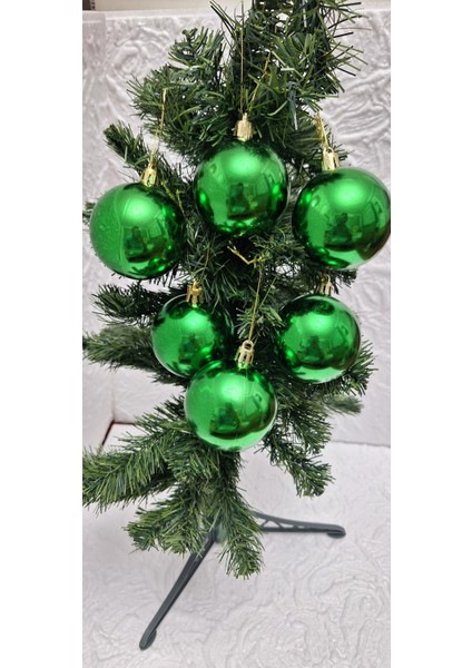 Yılbaşı Ağacı Süsü 6 cm Cici Yeşil Küre Top Süs Parlak Süs Büyük Küre 6lı fiyatları